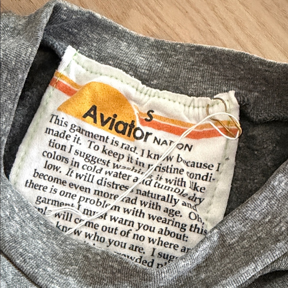 Aviator Nation Grey Pullover with Rainbow Logo and Sleeve Text (worn once) - Picture 2 of 2